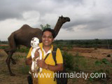 Rajasthani migrants in Narsapur village near temple